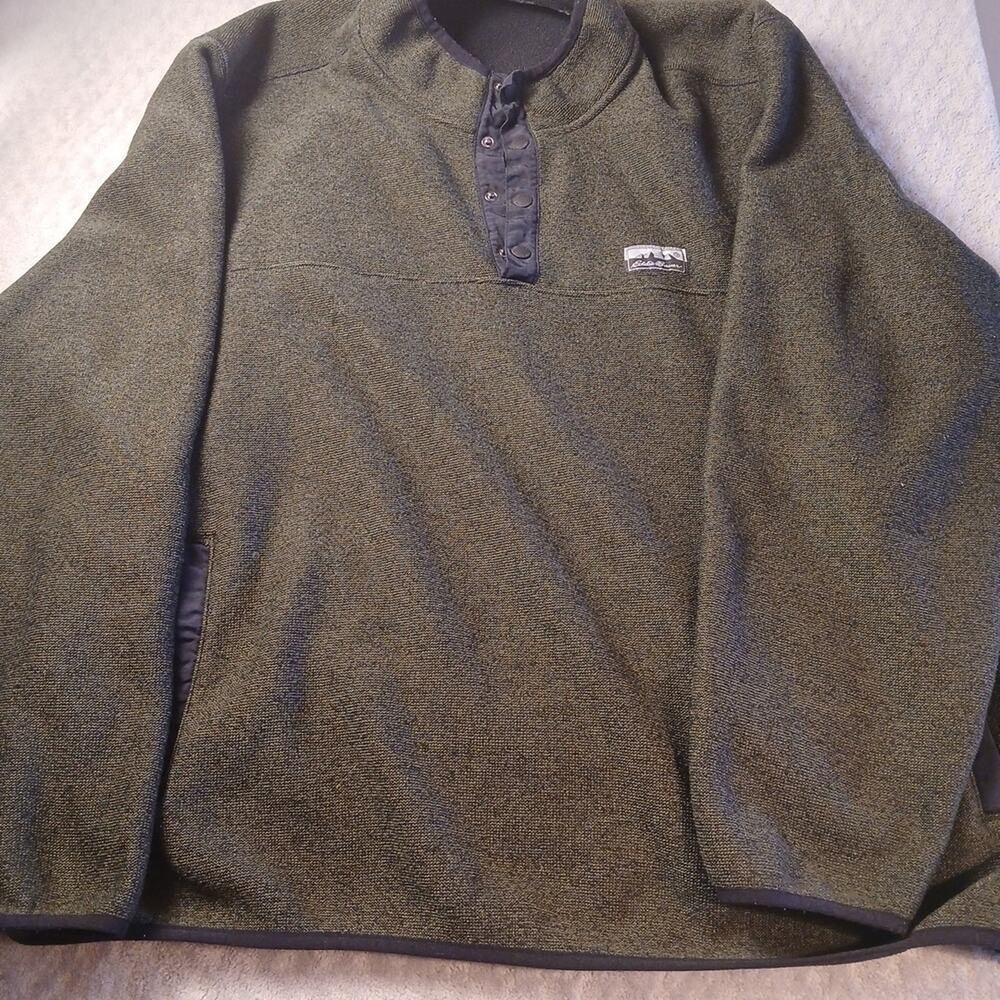 Eddie Bauer Quarter Snap Sweatshirt Forest Green Size XXL Kangaroo Pockets